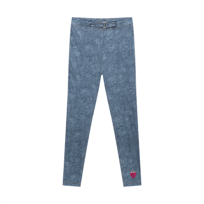 Practically-Ras: Faux Denim Zip-Fly Leggings