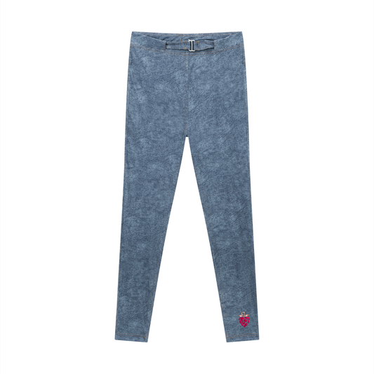 Practically-Ras: Faux Denim Zip-Fly Leggings