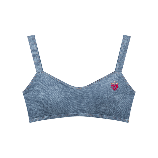 Practically-Ras: Faux Denim Sports Bra